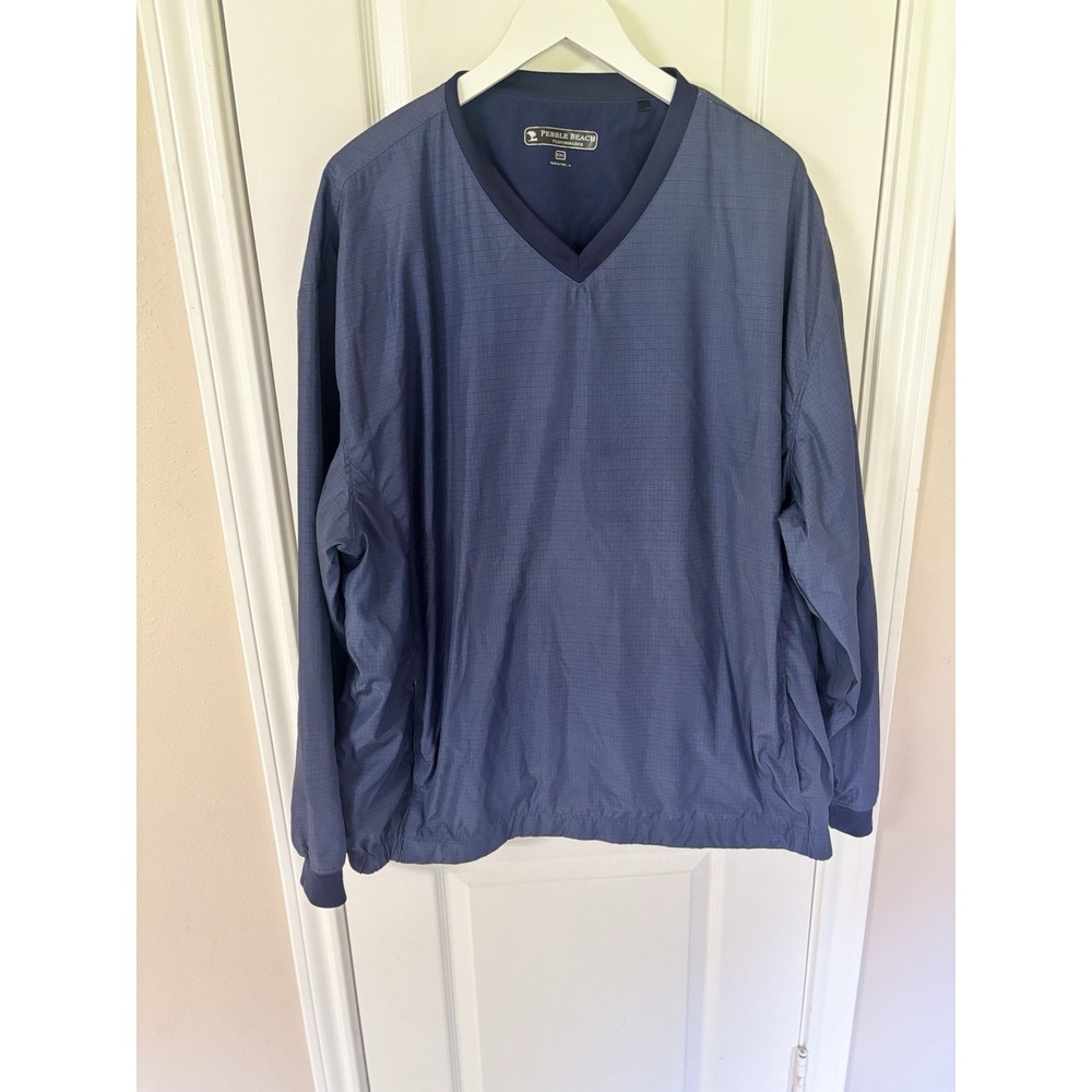 Pebble Beach Performance Golf Pullover Men's XXL Blue V Neck Windbreaker